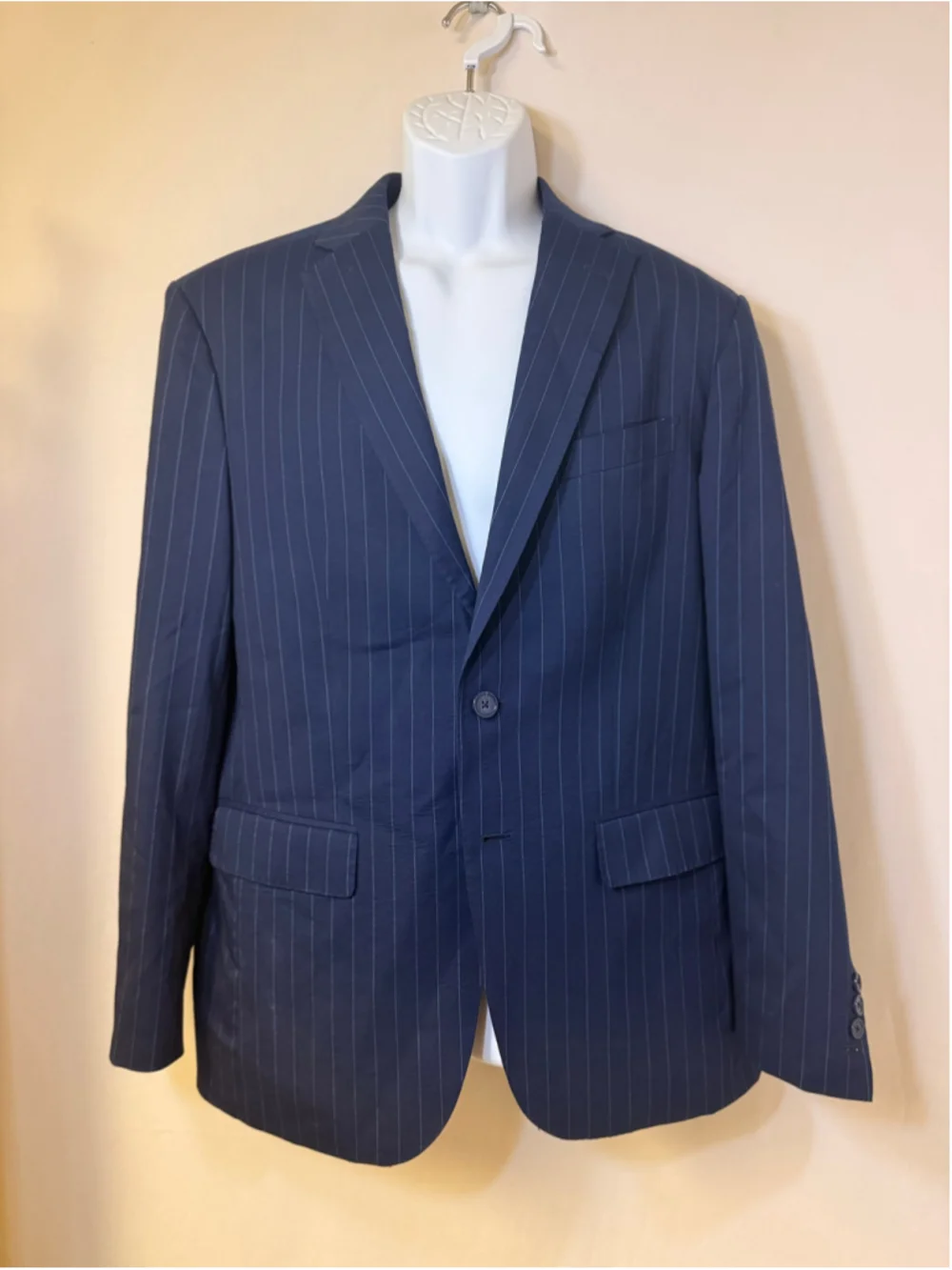 Men's Glen's Loro Piana Fabric Pinstripe Blazer Navy White